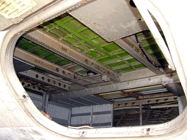 Photo of inside the forward baggage hold of F-BGNR.