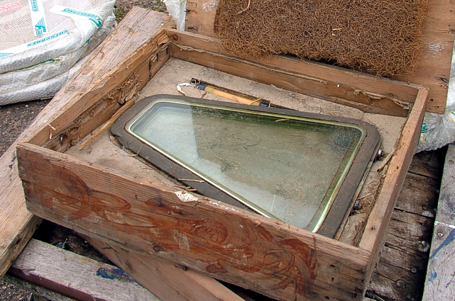 Servicable cockpit glazing. Label on crate states destination was to be Indian Airlines Corporation, Calcutta, India.