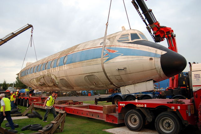 Fusleage being lifted at MAM - Midland Air Museum, Baginton, Coventry, Warwickshire, England.