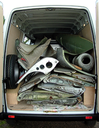 The hired panel van fully loaded with Viscount parts.