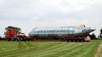 Fuselage being reversed along the edge of the airstrip at Hatch.