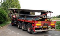 The wings travelling through the narrow lanes of Hatch village.