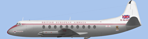 David Carter illustration of British European Airways Corporation Viscount G-ALWE