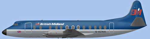 David Carter illustration of British Midland Airways Viscount G-AZNA