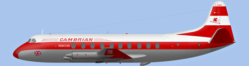 David Carter illustration of Cambrian Airways Viscount G-AMON