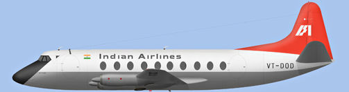 David Carter illustration of Indian Airlines Corporation Viscount VT-DOD