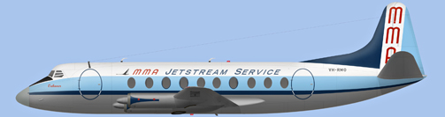 David Carter illustration of MacRobertson-Miller Airlines Viscount VH-RMO