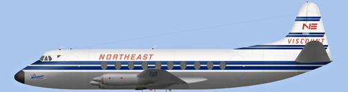 David Carter illustration of Northeast Airlines Viscount N6592C