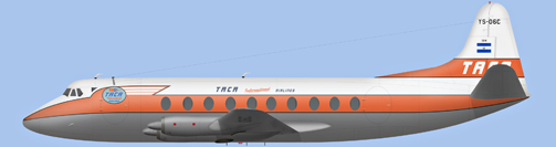 David Carter illustration of Transportes Aereos Centro Americanos Viscount YS-06C