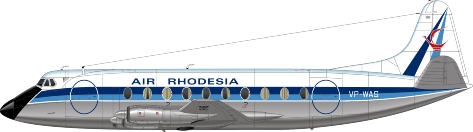 Nick Webb illustration of Air Rhodesia Viscount VP-WAS