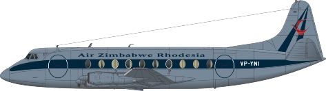 Nick Webb illustration of Air Zimbabwe Rhodesia Viscount VP-YNI