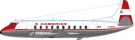 Nick Webb illustration of Cambrian Airways Viscount G-AMOO