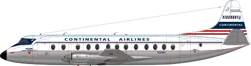 Nick Webb illustration of Continental Airlines Viscount N241V