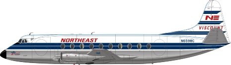 Nick Webb illustration of Northeast Airlines Viscount N6598C