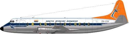 Nick Webb illustration of South African Airways Viscount ZS-CDX