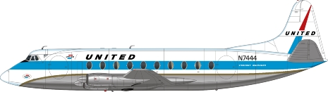 Nick Webb illustration of United Air Lines Viscount N7444