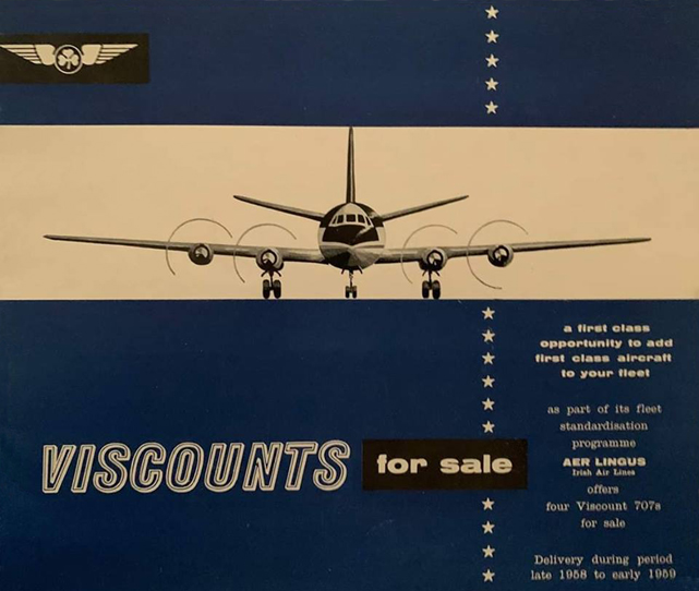 Aer Lingus advert selling four V.707 series Viscounts