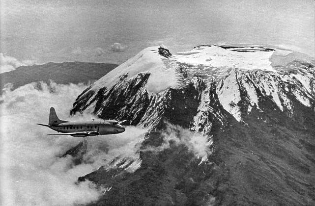 Prototype Viscount c/n 1 G-AHRF in flight near Mount Kilimanjaro