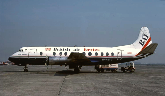 Photo of British Air Ferries (BAF) Viscount G-AOYO c/n 264 June 1985