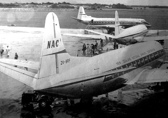Rare photo of the original three NAC Viscounts together at Palmerston North, New Zealand