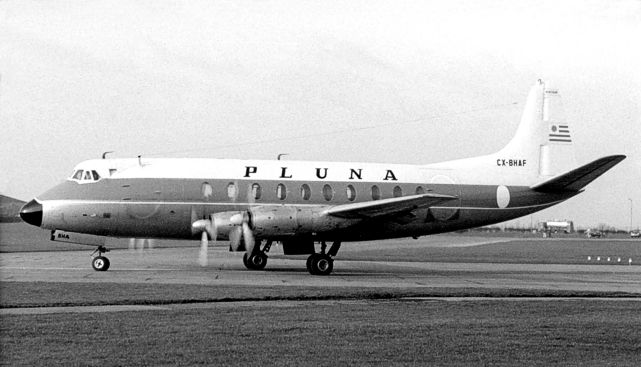 Photo of Primeras Lineas Uruguayas de Navegacion Aerea (PLUNA) Viscount CX-BHAF c/n 130 January 1968