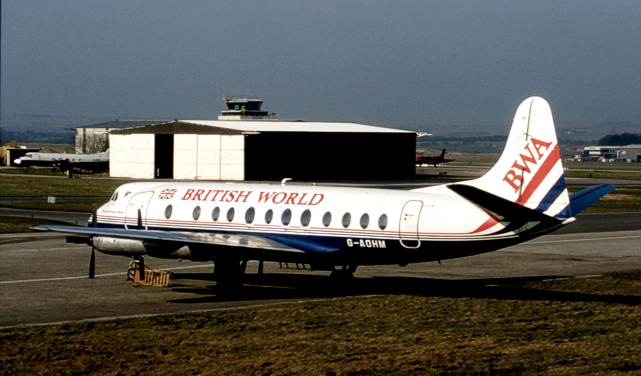 Photo of British World Airlines (BWA) Viscount G-AOHM c/n 162 April 1996