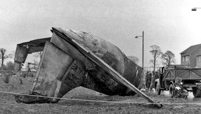 Wreckage of Viscount c/n 4 G-ALWE after crashing at Wythenshawe