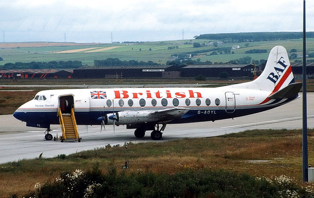 Photo of British Air Ferries (BAF) Viscount G-AOYL c/n 261 August 1987