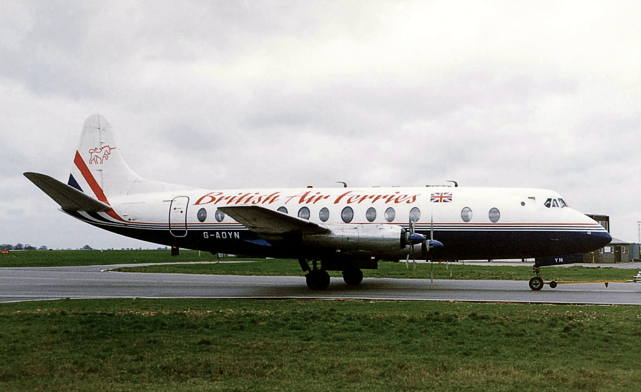 Photo of British Air Ferries (BAF) Viscount G-AOYN c/n 263 December 1989