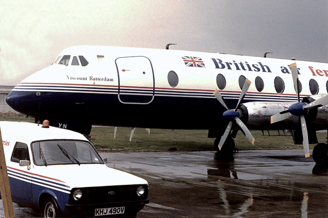 Photo of British Air Ferries (BAF) Viscount G-AOYN c/n 263 March 1985