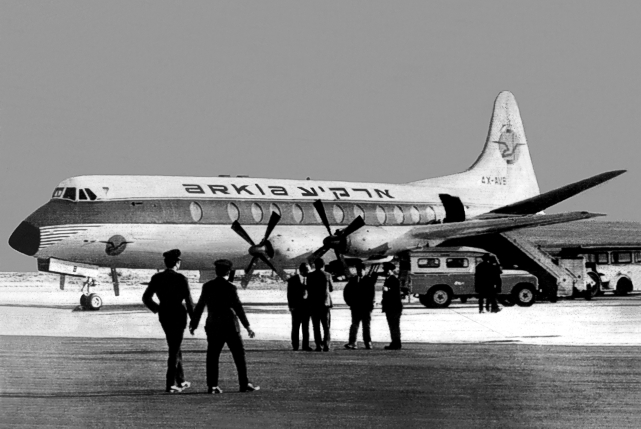 Brian's last Viscount logged, c/n 424 4X-AVB here pictured at Nicosia, Cyprus