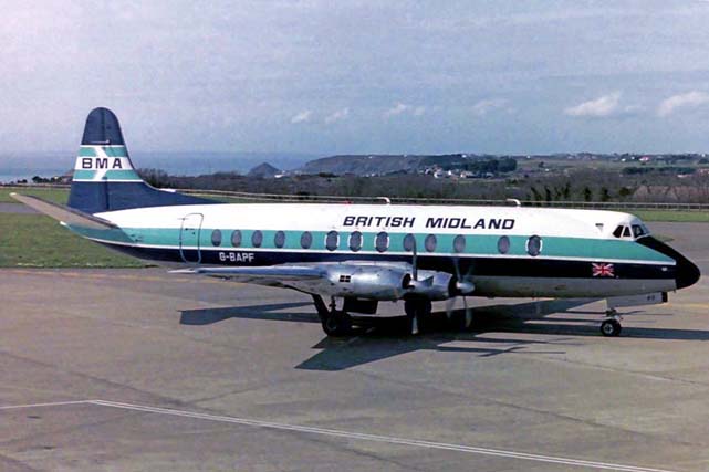Photo of British Midland Airways (BMA) Viscount G-BAPF c/n 338 June 1974