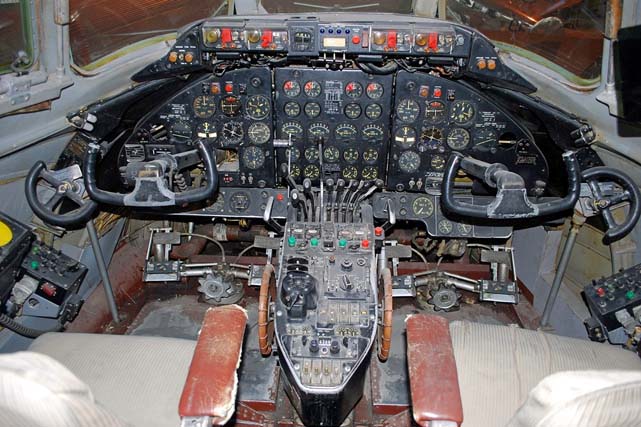 Years of wear and tear on the flight deck of CF-THS taken before work had begun.