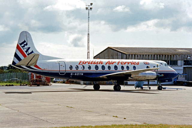 Photo of British World Airlines (BWA) Viscount G-AOYN c/n 263 August 1993