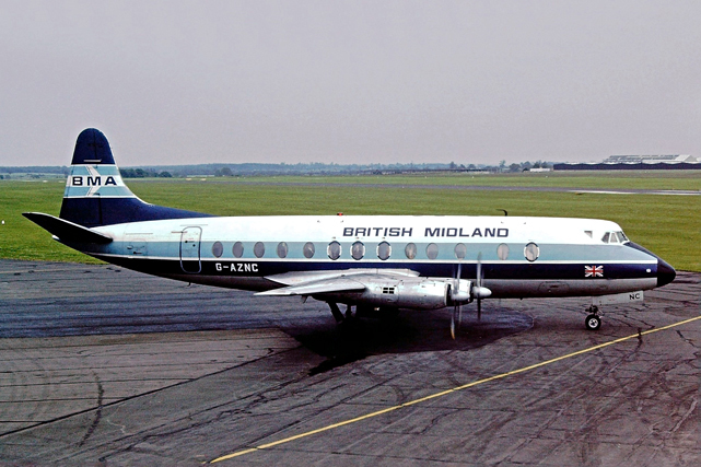 Photo of British Midland Airways (BMA) Viscount G-AZNC c/n 352 June 1979