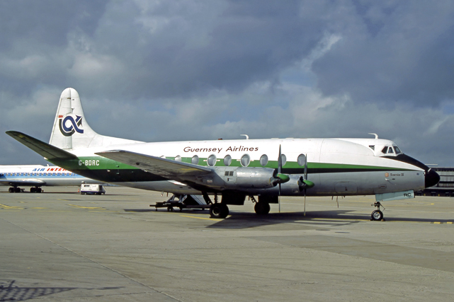 Photo of Guernsey Airlines Viscount G-BDRC c/n 52 October 1982