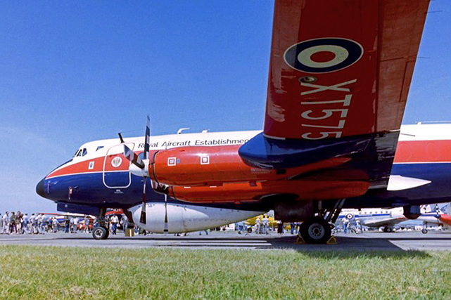 Photo of Royal Aircraft Establishment (RAE) Viscount XT575 c/n 438 July 1985