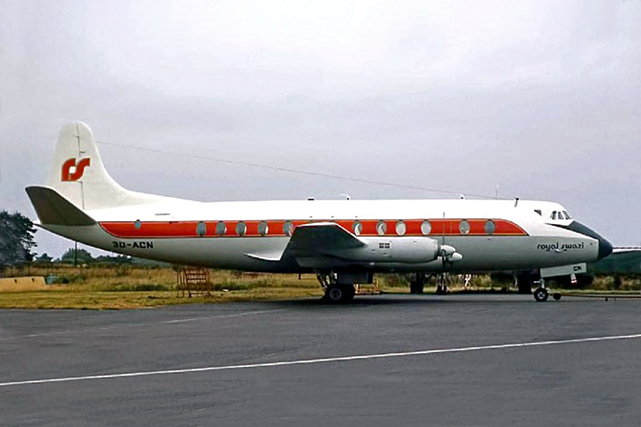 Photo of Royal Swazi National Airways Viscount 3D-ACN c/n 436 June 1978