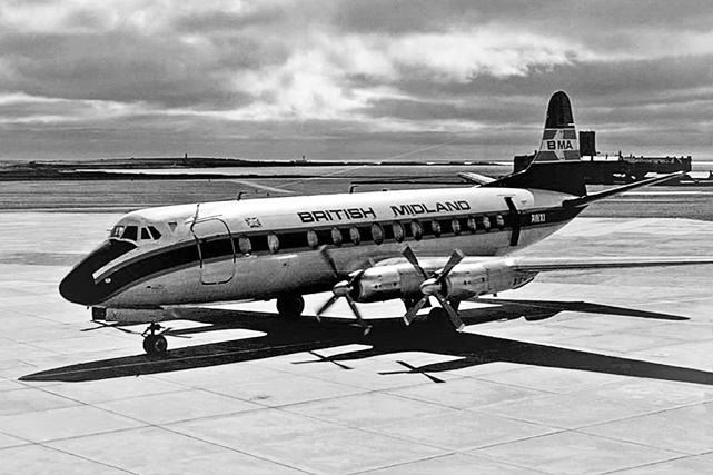 Photo of British Midland Airways (BMA) Viscount G-AWXI c/n 339 July 1969