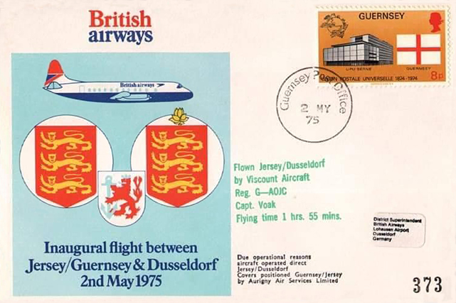 This is the envelope that was carried and franked on the inaugural flight 2 May 1975
