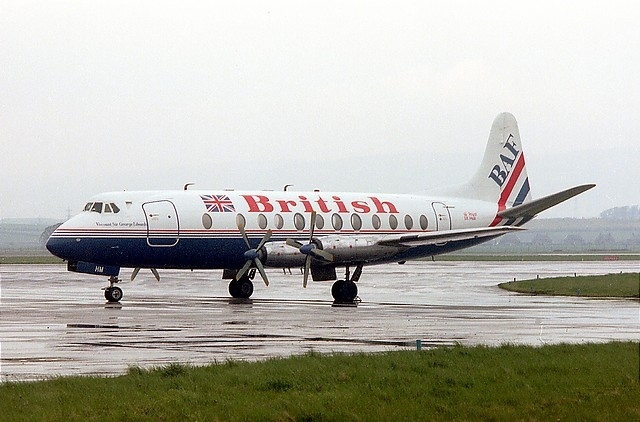 BAF - British Air Ferries V.802 series Viscount G-AOHM taken in May 1986 - Alastair T Gardiner