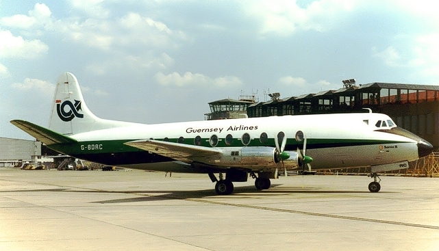 Photo of Guernsey Airlines Viscount G-BDRC c/n 52 July 1983