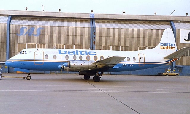 Photo of Baltic Airlines Sweden AB Viscount SE-IVY c/n 375 January 1990