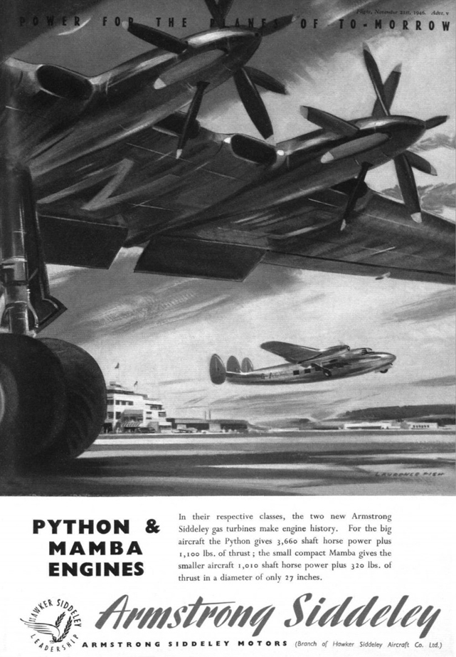 Armstrong Siddeley Python and Mamba advert 21 November 1946