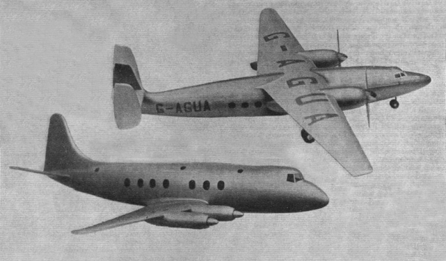 The Airspeed AS.57 Ambassador (top) and the Vickers VC2