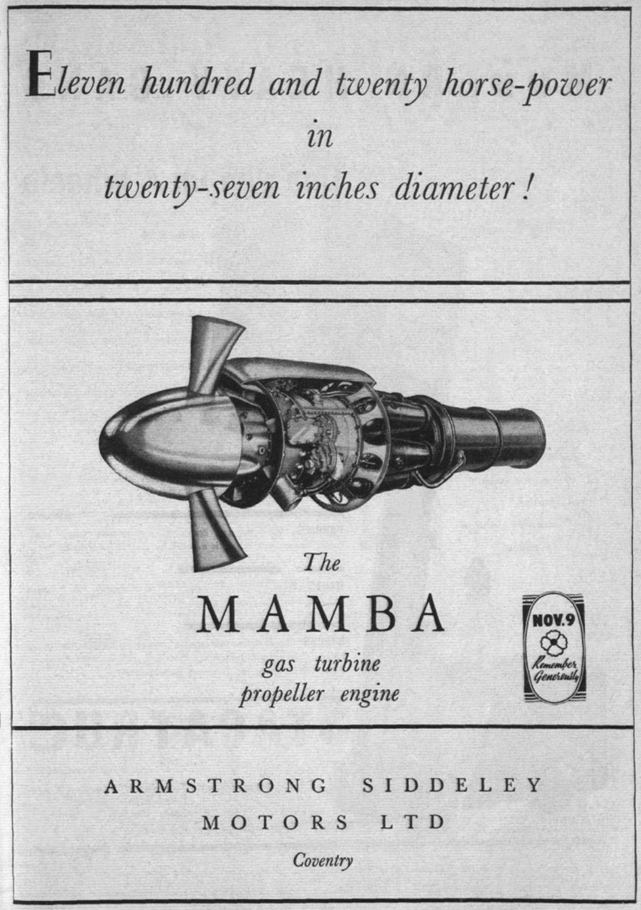 Armstrong Siddeley Mamba advert 31 October 1946