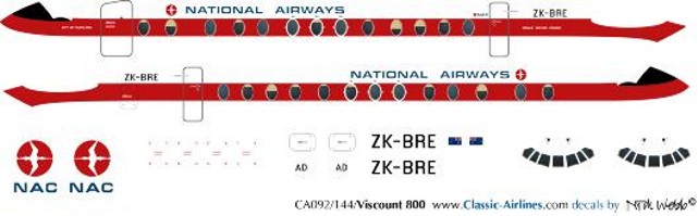 NAC - New Zealand National Airways 1:144 decal