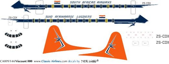 SAA - South African Airways 1:144 decal