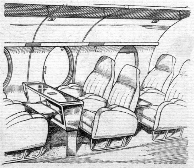 Large, high-backed seats and a new table have been especially designed. The large windows will provide an excellent view from the cabin.