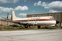 Painted in the Transair (Canada) Ltd. 'Yellow and Brown' livery.